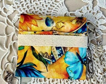 Jewelry Pocket Pack, Cloth Earring Envelope, Sunflowers and Butterflies, Travel Accessory