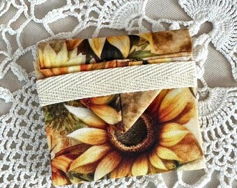 Cloth Mini Jewelry Organizer Pouch - Earring Envelope for Earrings, Rings & Bracelets, Sunflowers and Butterflies