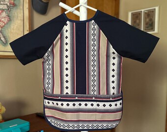 Kids Art Smock: Upcycled Western Print Apron, Size 4-7