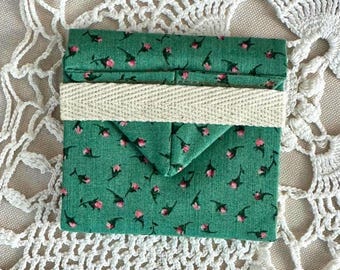 Cloth Mini Jewelry Organizer, Earring Envelope in Vintage Floral Print, Travel Accessory