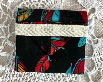 Jewelry Pocket Pack, Cloth Earring Envelope, Bright Feathers Print, Travel Accessory