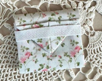 Earring Holder, Small Jewelry Organizer, Travel Accessory, White Pink Rose Floral Print