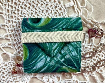 Earring Envelope in Peacock Feathers Print, Jewelry Travel Organizer, Mini Gift Wrap