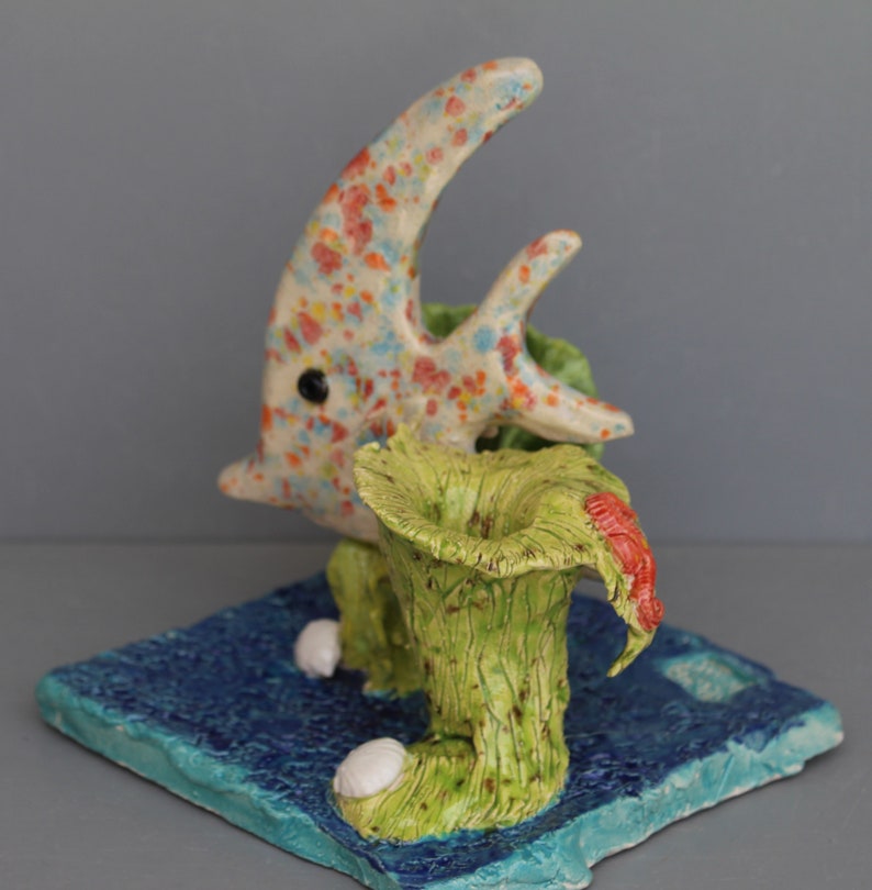 Hand sculpted ceramic fish Kaleidoscope Fish