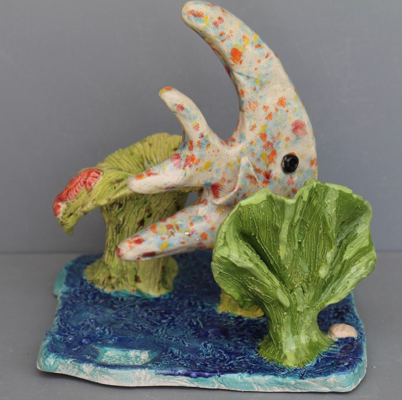 Hand sculpted ceramic fish Kaleidoscope Fish