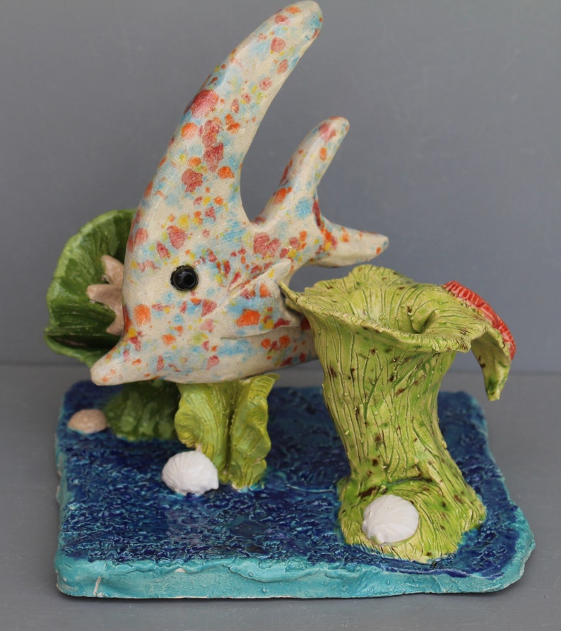 Hand sculpted ceramic fish Kaleidoscope Fish