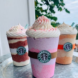 Peppermint mocha frappe bathbombs bath bombs frappe bath bomb Starbucks gift set bath gift set Christmas bath holiday gift image 5