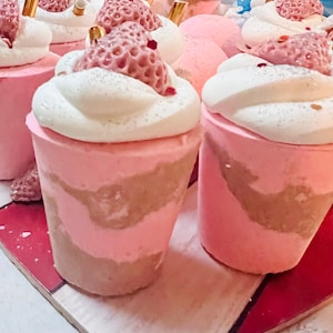 Strawberry bath bombs _ valentines gift_frappe Bathbombs _bath gift _strawberry chocolate bath _ bath _ bath bombs _ Girl gift _