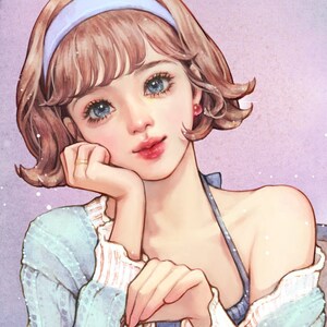 CHOU/ pegatinas de niña de papel / ilustración de acuarela / 4 colores / 40 hojas