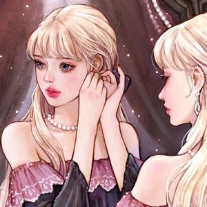 Giglio/adesivi ragazza di carta/illustrazione acquerello/4 colori/40 fogli