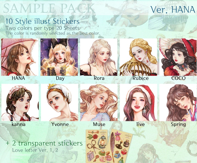 Girl Text Sticker Sample Pack / Girl Stickers 20 + Transparent Sticker 2 / 6type - Etsy ...