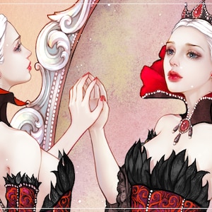 Adesivi per ragazza, regina, illustrazione acquerello