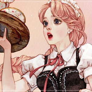 kanna / pegatinas de niña / ilustración de acuarela