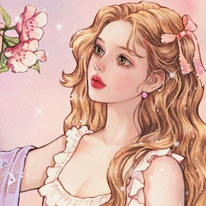 Irene / pegatinas de niña de papel / ilustración de acuarela / 4 colores / 40 hojas