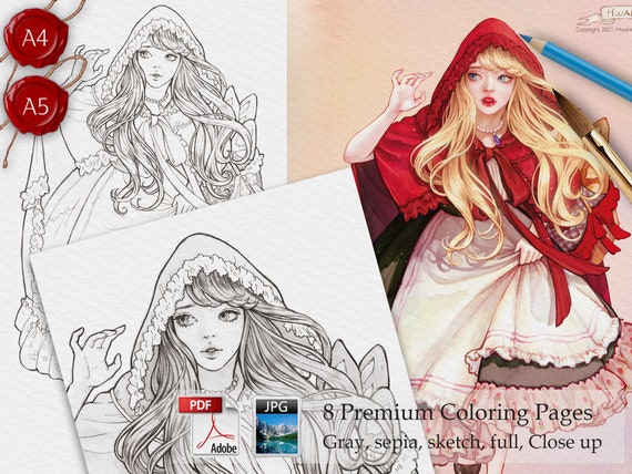 Red Riding Hood/ Fairy Tail Coloring Page, Coloring PDF for