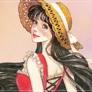 Verano / pegatinas de niña / ilustración de acuarela