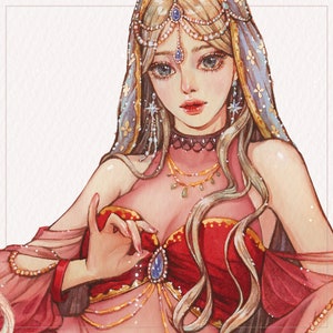 JASMIN, adesivi per ragazze, illustrazione acquerello