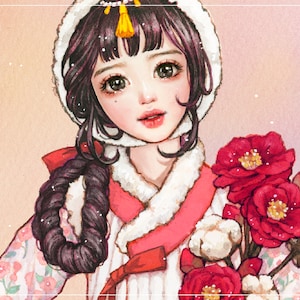 Song-i / stickers fille / illustration aquarelle