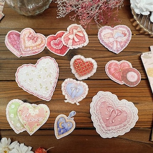 Corazón / pegatinas de papel / ilustración de acuarela