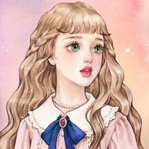 Lina / adesivi ragazza di carta / illustrazione acquerello / 4 colori / 40 fogli