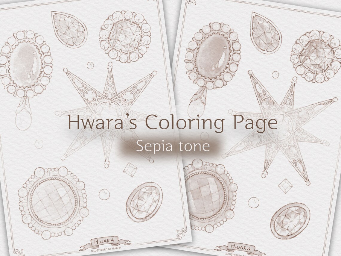 Printable Jewelry Coloring Page8 Printablea4 A5 Adult - Etsy