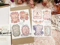 Vintage label / paper stickers / watercolor illust product logo