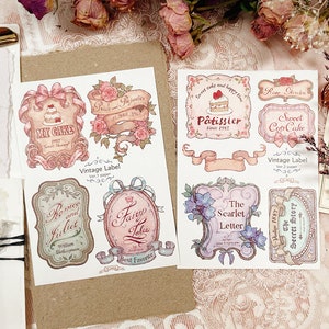 Etiqueta vintage / pegatinas de papel / ilustración de acuarela