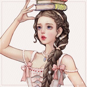 Mari / adesivi ragazza di carta / illustrazione acquerello / 4 colori / 40 fogli