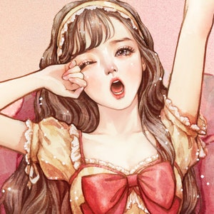 momo / pegatinas de niña / ilustración de acuarela