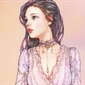 Seria / pegatinas de niña / ilustración de acuarela