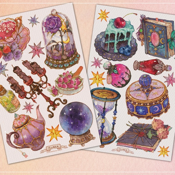 Witch's Table / Transparent matte stickers / watercolor illust