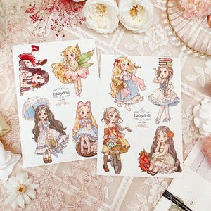 BabyDoll / adesivi di carta / illustrazione ad acquerello