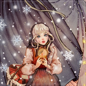 Winter&Anna / adesivi per ragazze / illustrazione ad acquerello