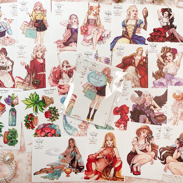 Sample Pack / Girl stickers 20 + Transparent sticker 2 / 6Type