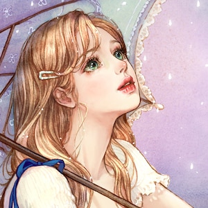 HANA, adesivi per ragazze, illustrazione acquerello