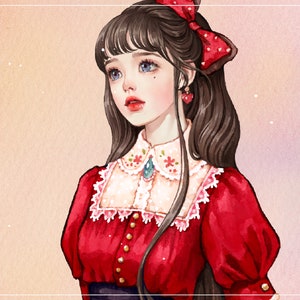 Adesivi margherita/ragazza/illustrazione acquerello