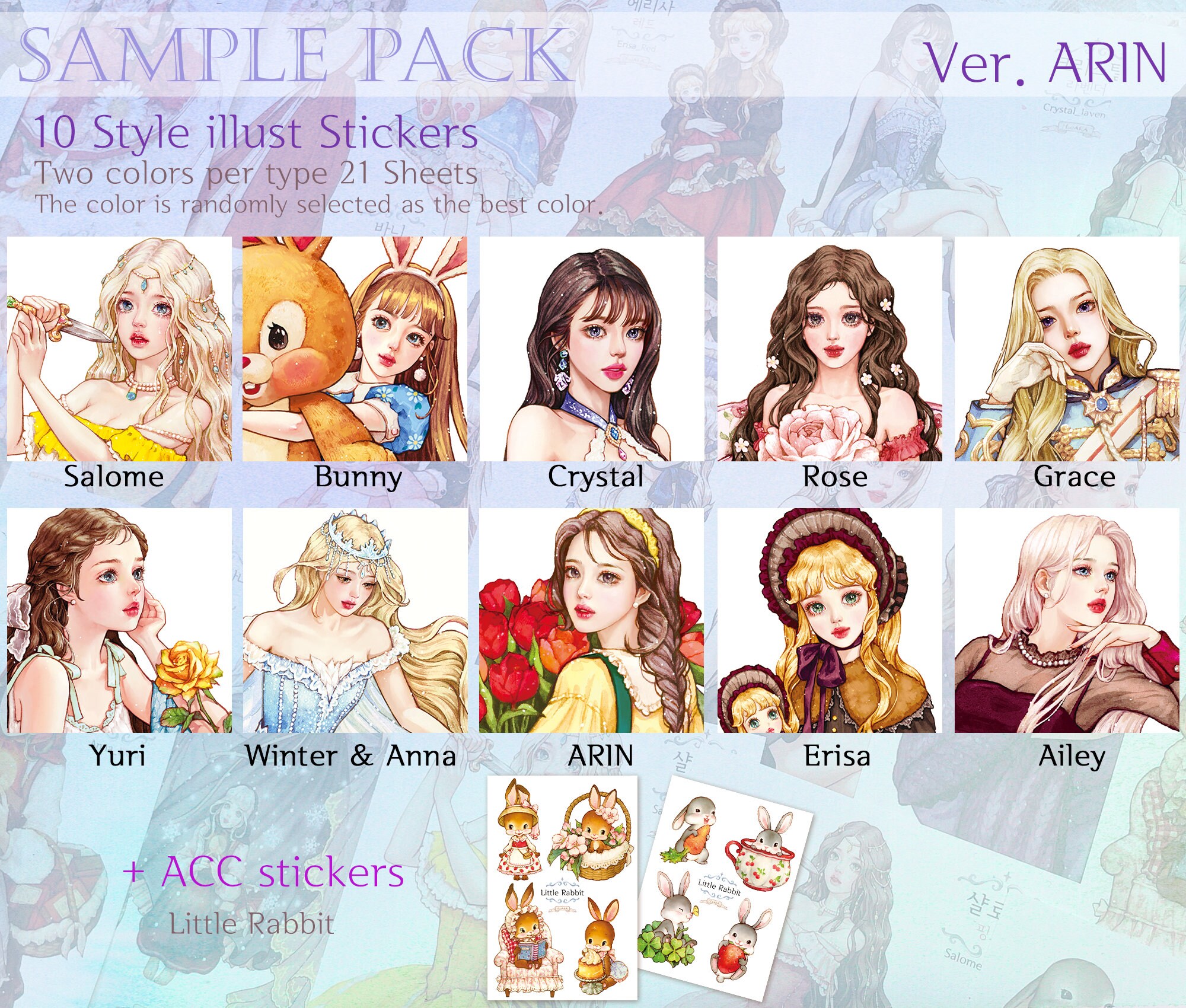 Sample Pack / Girl Stickers 20 + Transparent Sticker 2 / 6type - Etsy