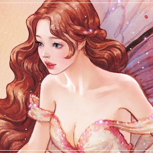 Adesivi fata/ragazza/illustrazione acquerello