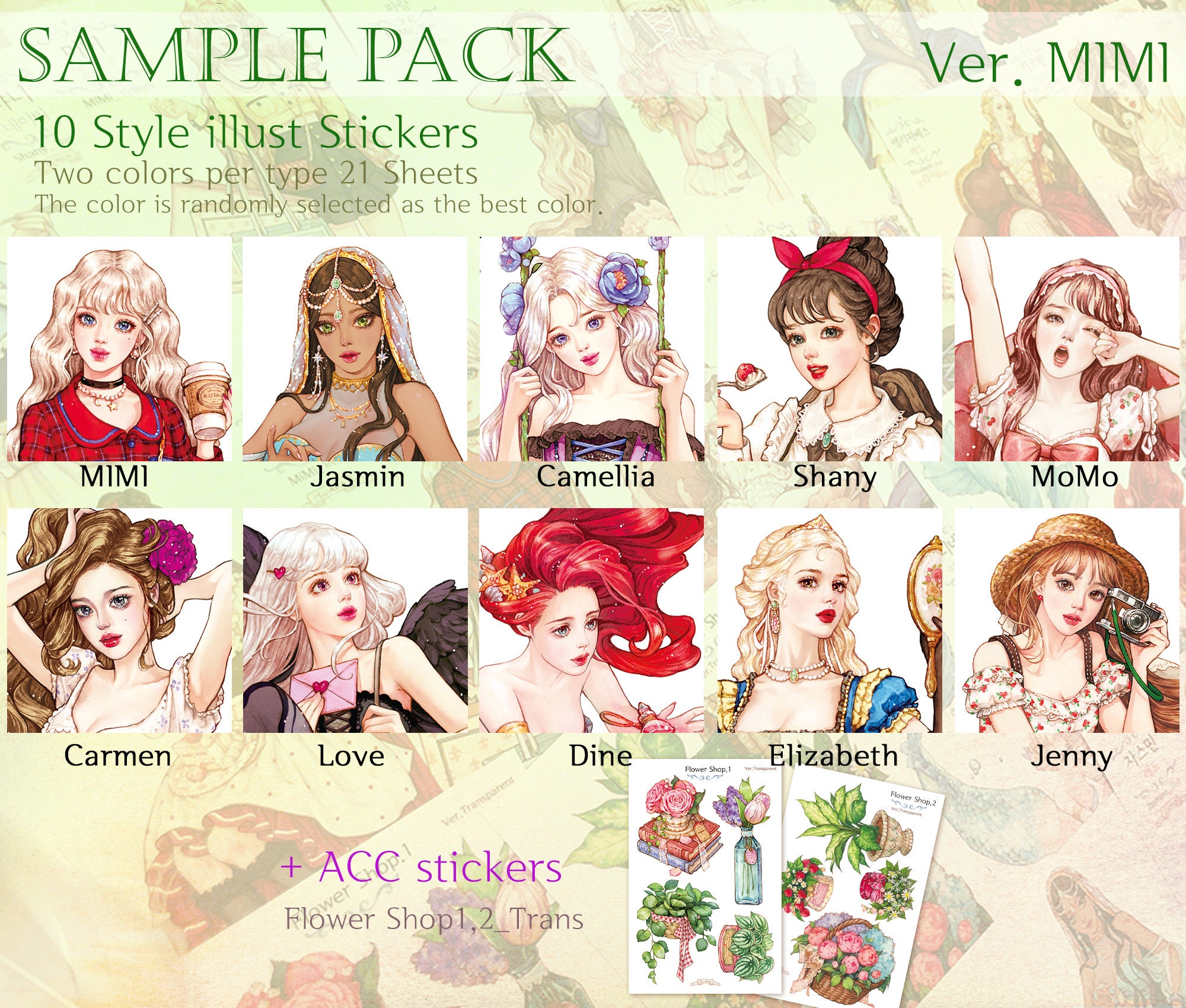 Sample Pack / Girl Stickers 20 + Transparent Sticker 2 / 6type - Etsy