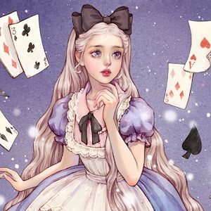 Alice / adesivi ragazza di carta / illustrazione acquerello / 4 colori