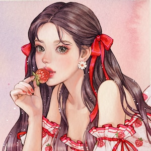 Baya, pegatinas de papel para niña, ilustración de acuarela, 4 colores, 40 hojas