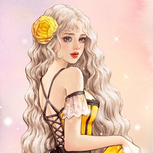 Charlotte, adesivi di carta per ragazze, illust dell’acquerello, 4 colori, 40 fogli