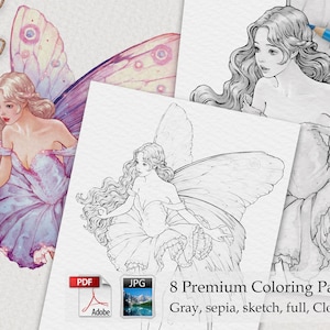 Pagina da colorare di fiabe/fiabe PDF per adulti, colorazione in scala di grigi, A4, colorazione di bella donna, colorazione di soggiorno a casa