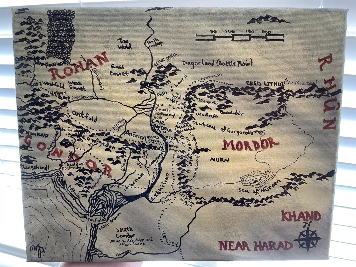 Map of Mordor 10x8 Acrylic on Canvas. Etsy