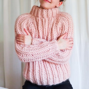 PATTERN the Noelle Sweater ribbed knit sweater // chunky knit // turtleneck // beginner knitting pattern // quick knit // top down