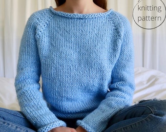 PATTERN pull en grosse maille // facile simple // pour les débutants // pull en tricot // haut vers le bas