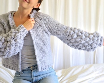 Balloon sleeve chunky cardigan hotsell