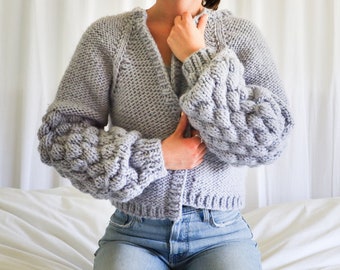 PATTERN the Puff Cardigan // Chunky Knit Sweater // Bubble Balloon