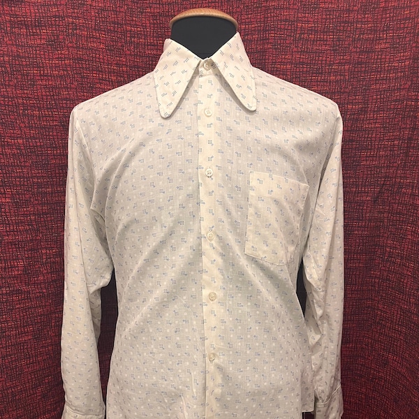 1960’s Beagle Collar Men’s Shirt - 15.5” Psych Mod Dandy