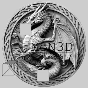 MOEDAS Dragão Medieval e Nós Celtas Arquivo de Relevo 3D Circular - Perfeito para escultura a laser, impressão 3D ou usinagem CNC e moedas de desafio